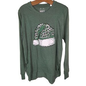 Royce Apparel Long Sleeve TShirt Size Small Green Santa Hat Holiday Christmas